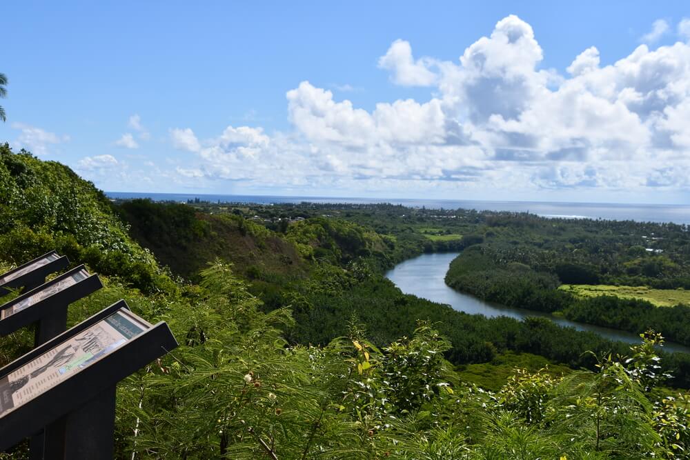 Image of the Wailua River from the Poliahu Heiau on Kauai