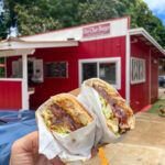 Find out the best Kauai cheap eats recommended by top Hawaii blog Hawaii Travel Spot! Image of Duane's Ono-Char Burger in Anahola Kauai. Photo credit: Marcie Cheung publisher of HawaiiTravelSpot.com