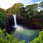 Find out the most beautiful Big Island Hawaii waterfalls recommended by top Hawaii blog Hawaii Travel Spot! Image of Rainbow Falls on the Big Island of Hawaii