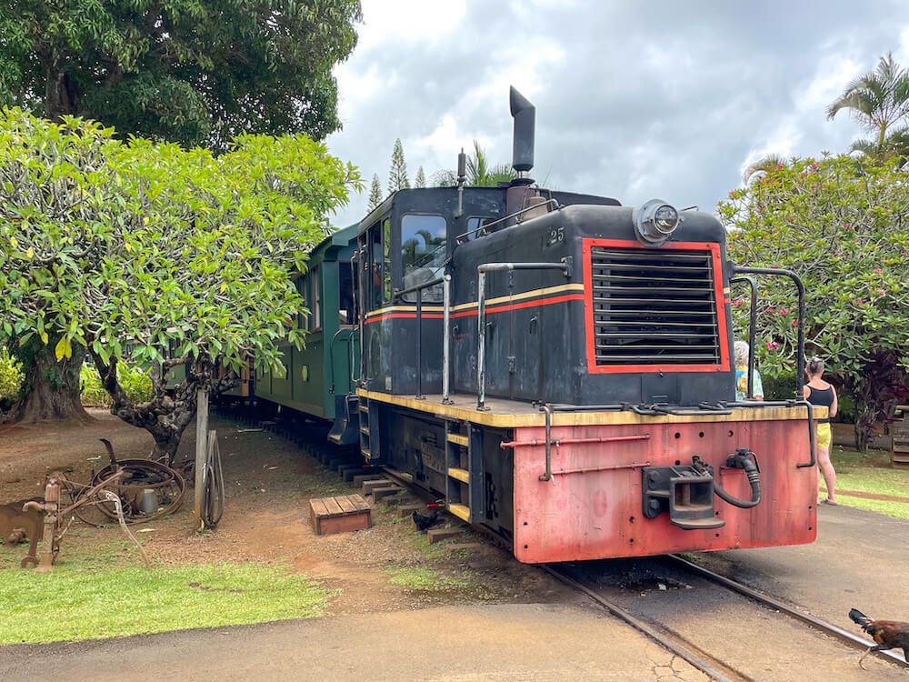 Kilohana Plantation Railway on Kauai. Image of an old train.