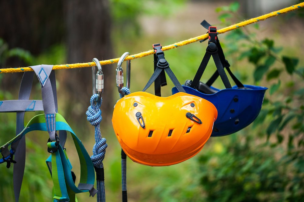 Image of Hawaii ziplining helmets and harnesses