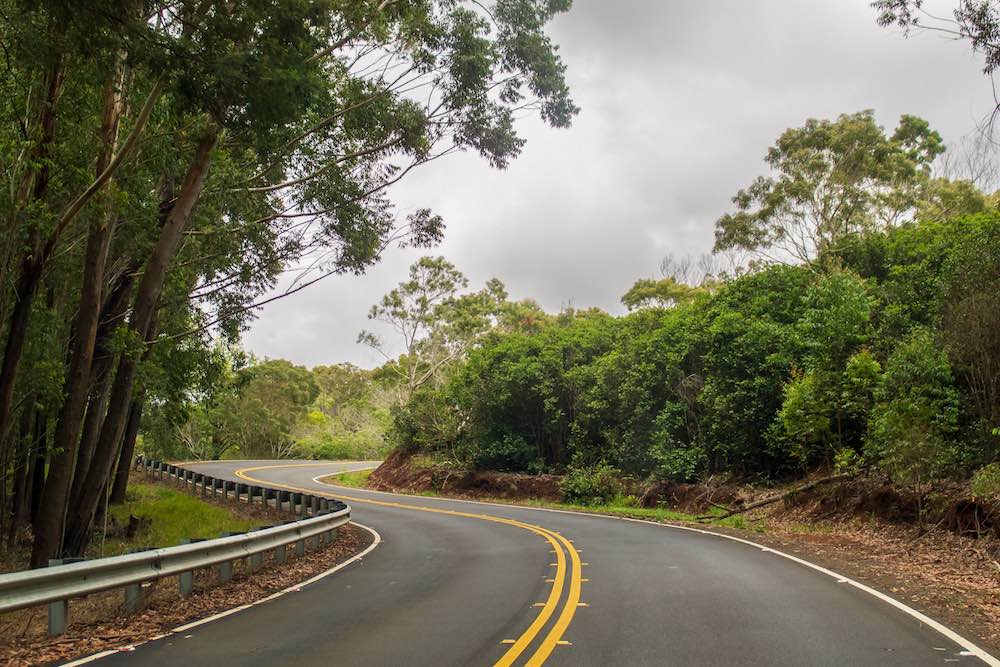 Image of a winding road on Kauai