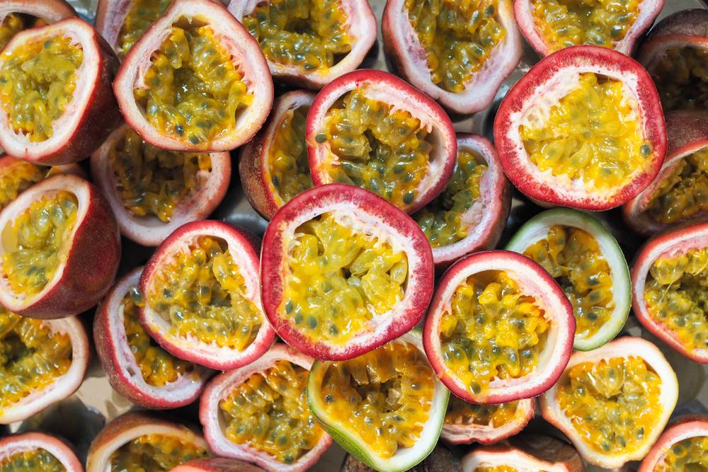 fresh ripe passion fruits wallpaper background