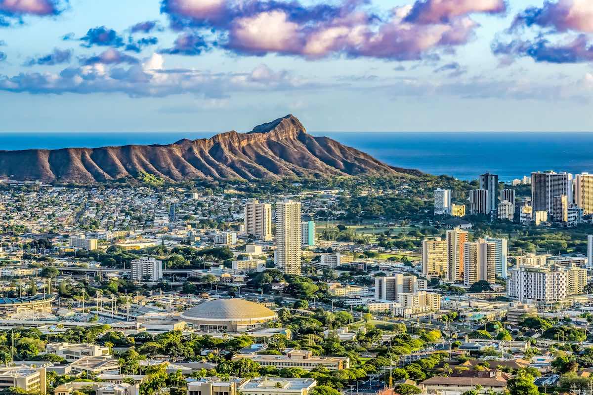 Check out this list of Honolulu sister cities by top Hawaii blog Hawaii Travel Spot! Image of Colorful Sunset Tantalus Outlook Diamond Head Waikiki Beach Hotels Honolulu Hawaii