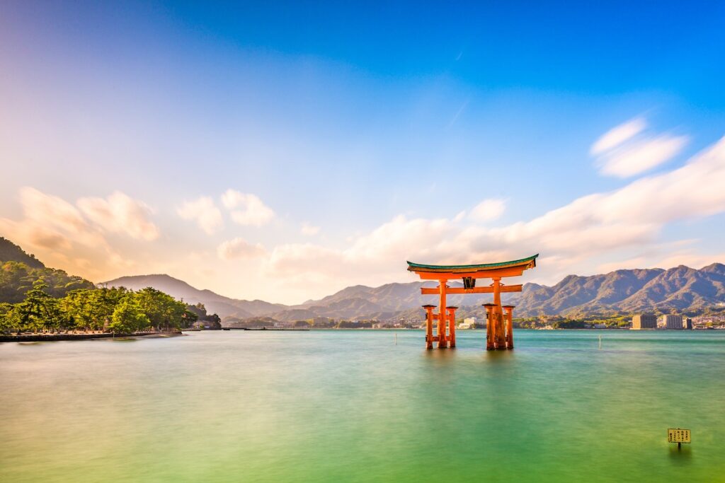 Image of a temple gate in Miyajima, Hiroshima, Japan