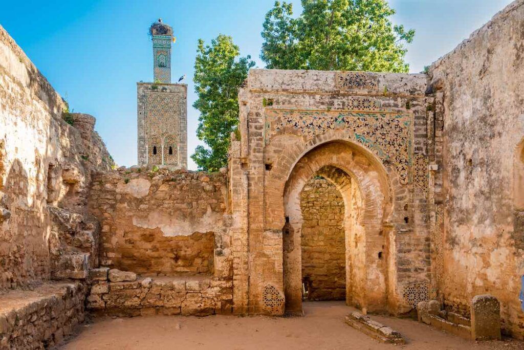 In the ruins of mosque in ancient Chellah near Rabat - Morocco