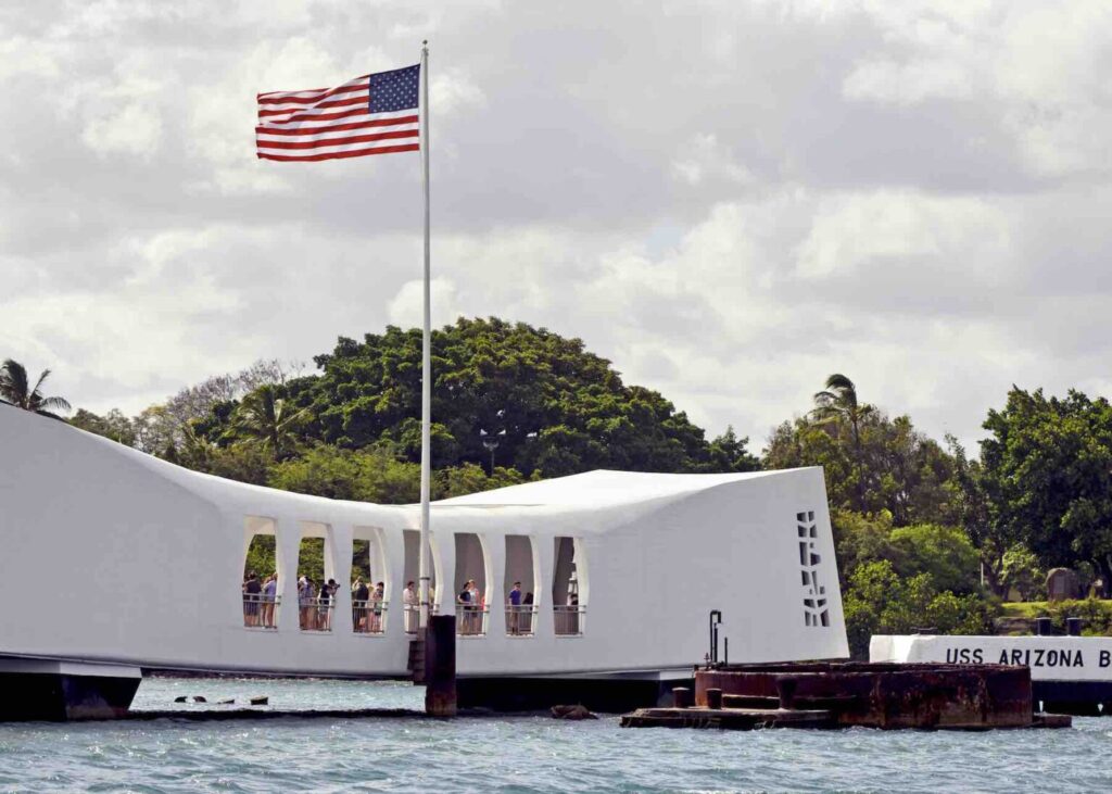 the pearl harbor memorial on the island of Oahu, Hawaii.